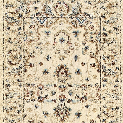8’ X 11’ Ivory And Gold Distressed Indoor Area Rug