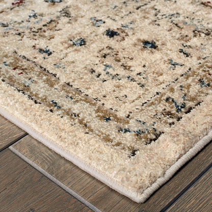 8’ X 11’ Ivory And Gold Distressed Indoor Area Rug