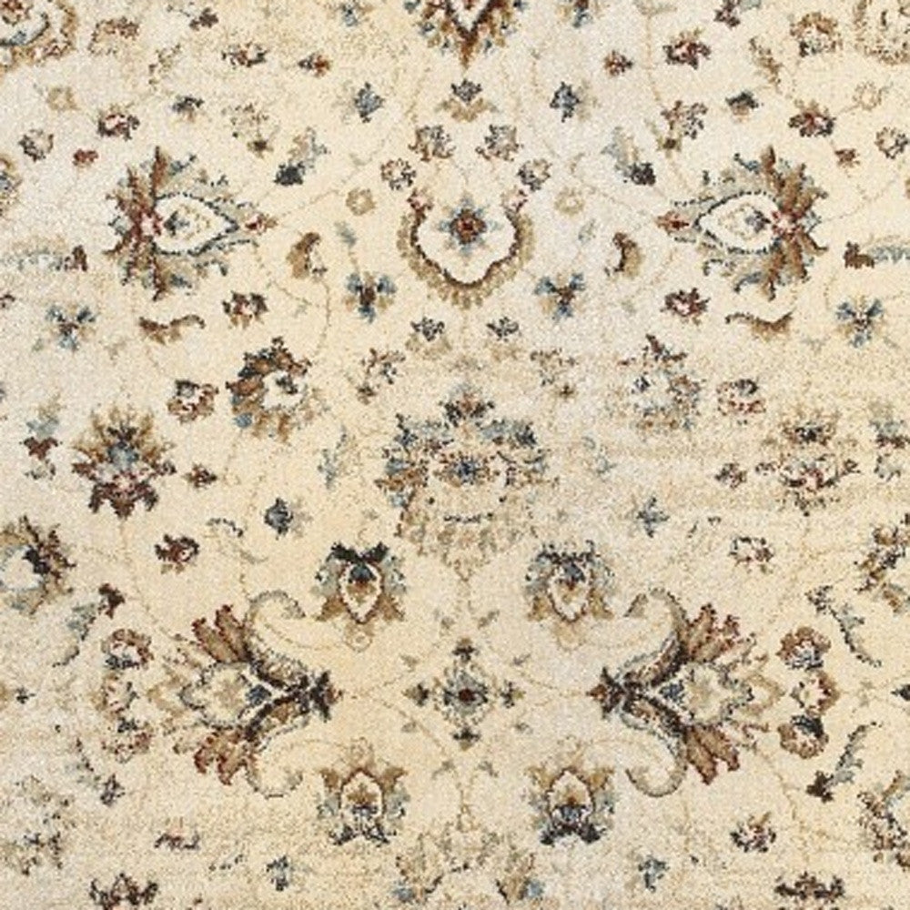 8’ X 11’ Ivory And Gold Distressed Indoor Area Rug