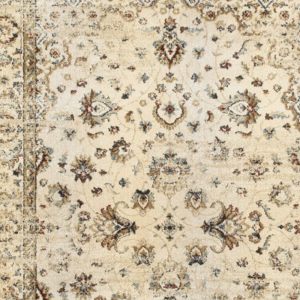 8’ X 11’ Ivory And Gold Distressed Indoor Area Rug