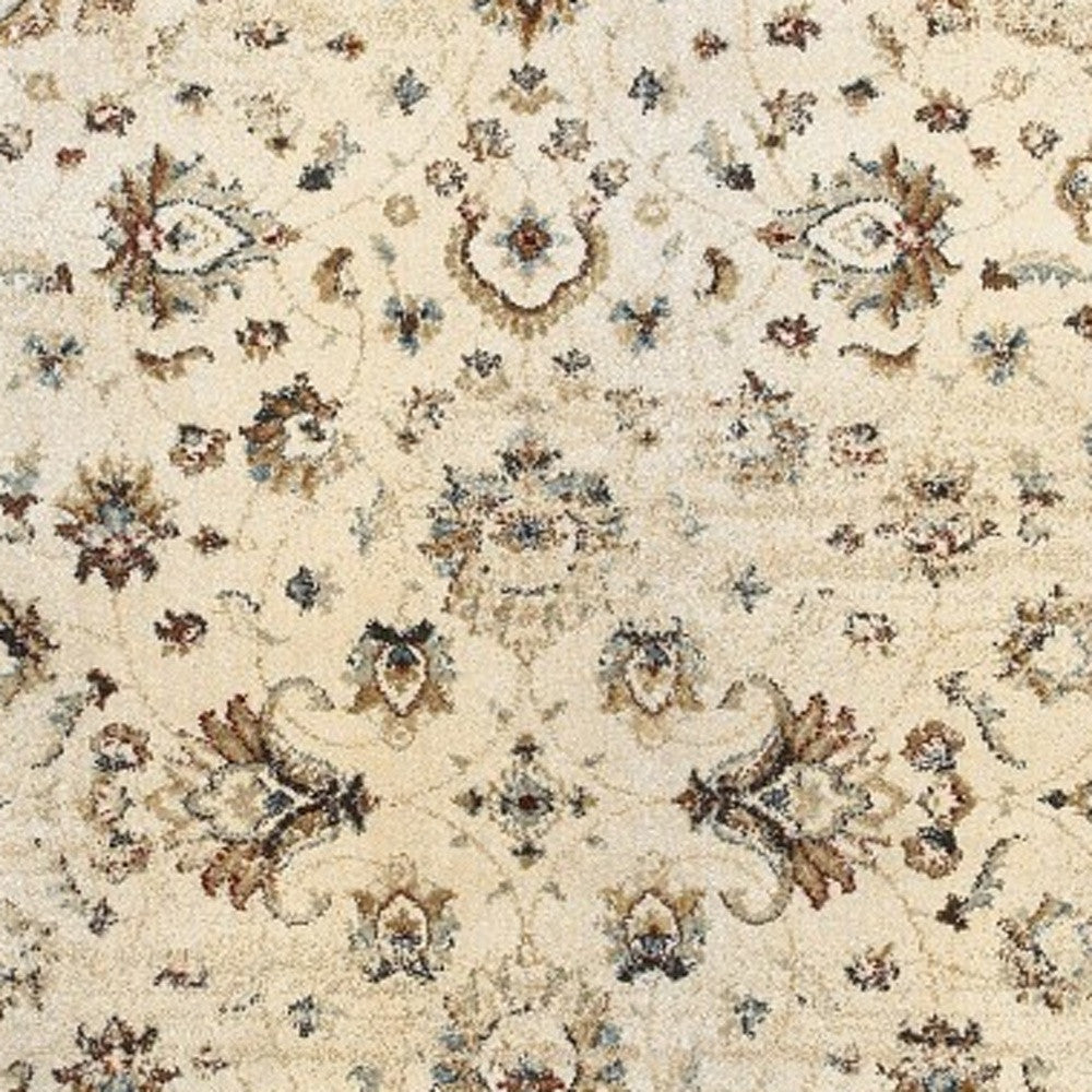 8’ X 11’ Ivory And Gold Distressed Indoor Area Rug