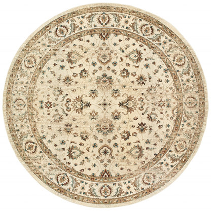 8’ X 11’ Ivory And Gold Distressed Indoor Area Rug
