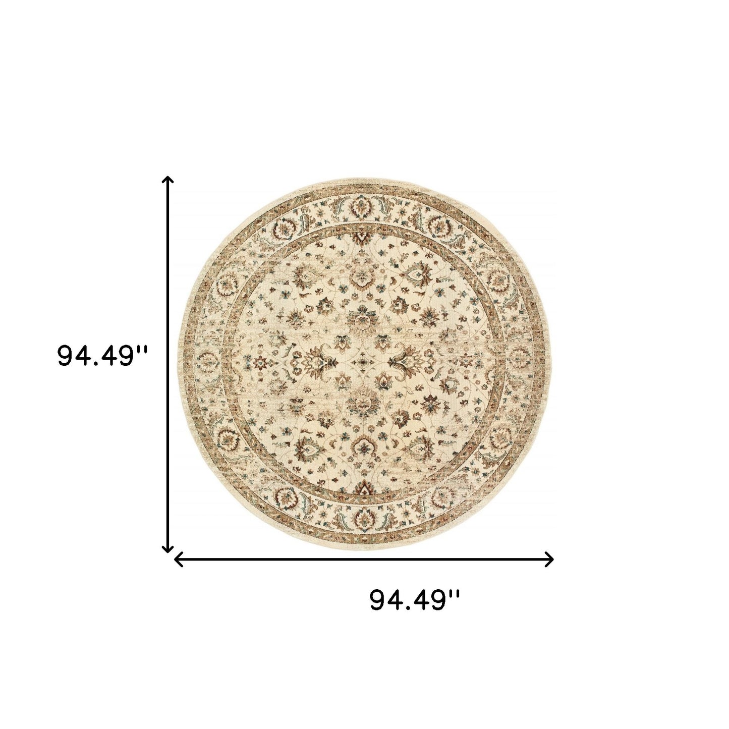 8’ X 11’ Ivory And Gold Distressed Indoor Area Rug