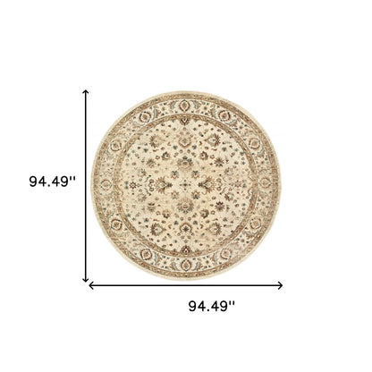 8’ X 11’ Ivory And Gold Distressed Indoor Area Rug