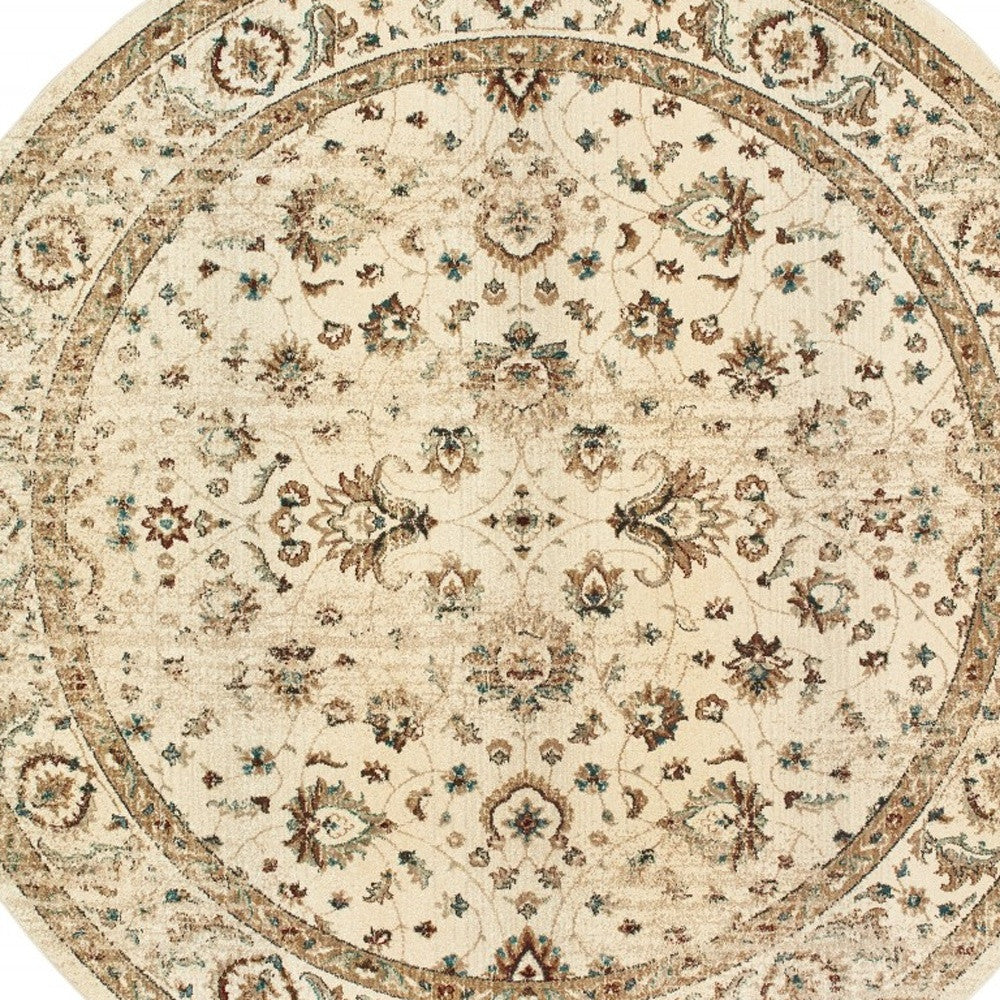 8’ X 11’ Ivory And Gold Distressed Indoor Area Rug