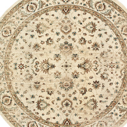 8’ X 11’ Ivory And Gold Distressed Indoor Area Rug