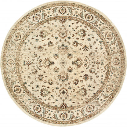 8’ X 11’ Ivory And Gold Distressed Indoor Area Rug