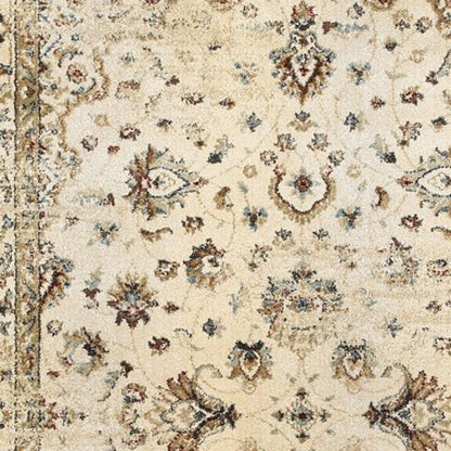 8’ X 11’ Ivory And Gold Distressed Indoor Area Rug