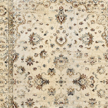 8’ X 11’ Ivory And Gold Distressed Indoor Area Rug