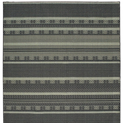 5' X 8' Black Ivory Machine Woven Geometric Indoor Area Rug