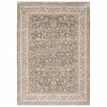 5' X 8' Beige Grey Machine Woven Oriental Indoor Arean Rug
