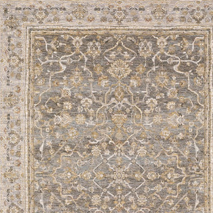 5' X 8' Beige Grey Machine Woven Oriental Indoor Arean Rug