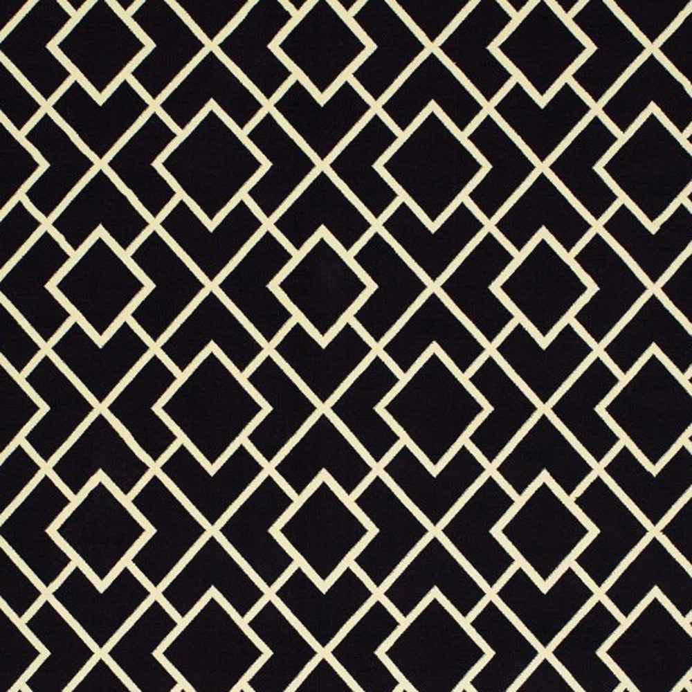 3' X 6' Black Ivory Machine Woven Geometric Diamonds Indoor Area Rug