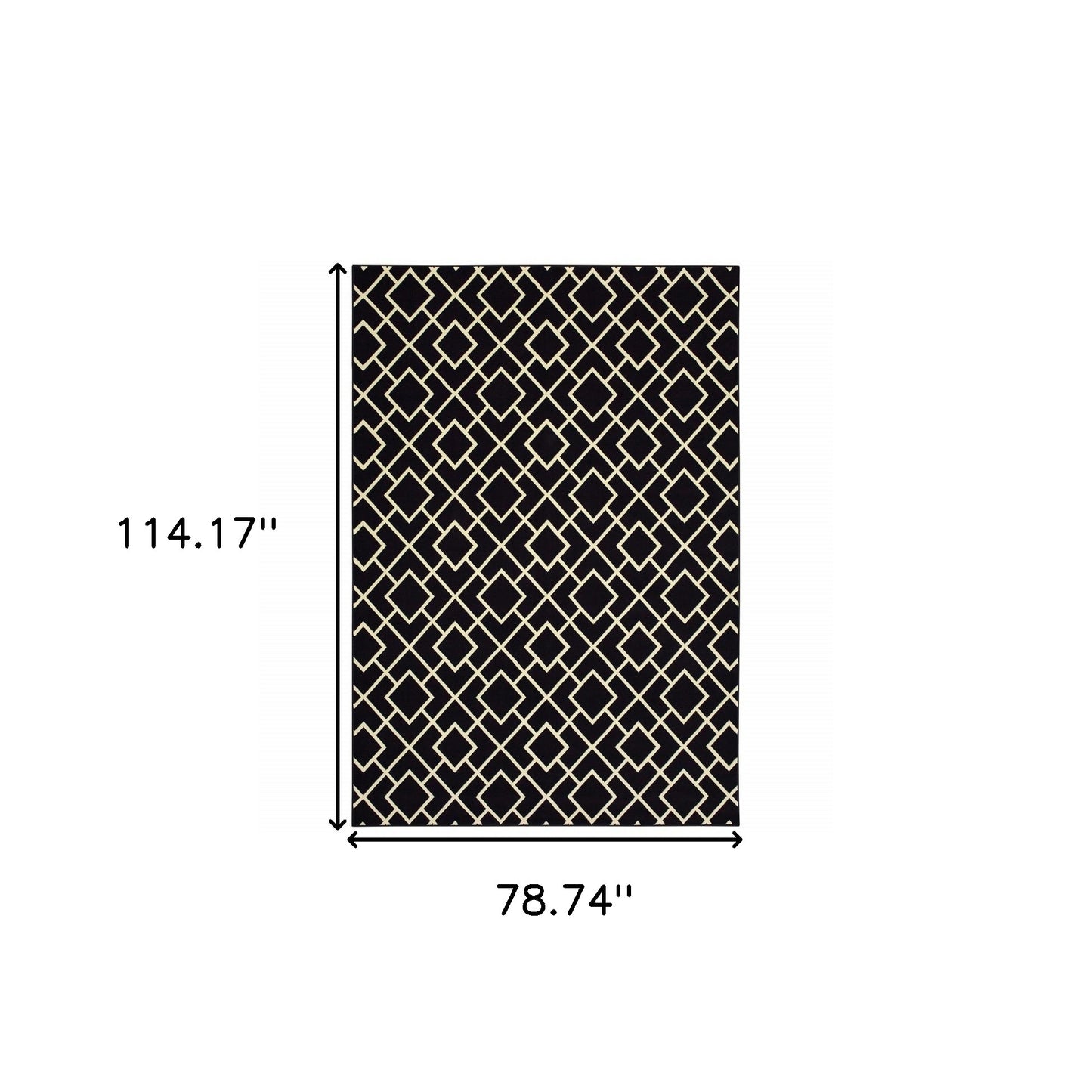 3' X 6' Black Ivory Machine Woven Geometric Diamonds Indoor Area Rug