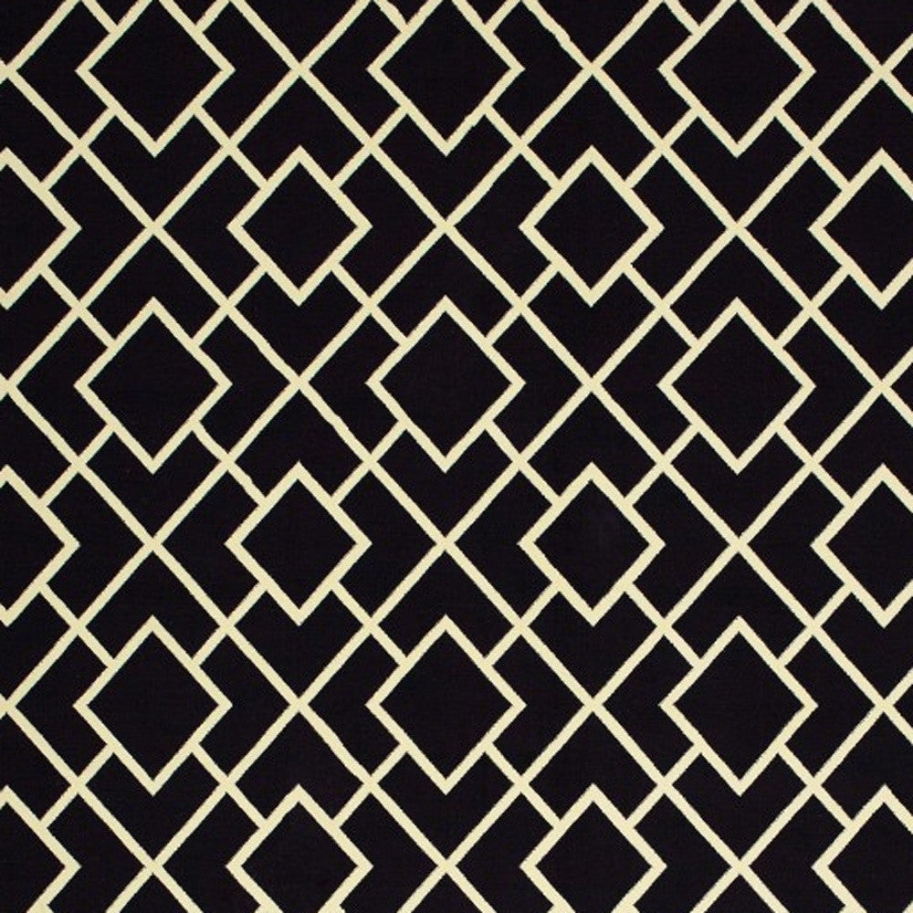 3' X 6' Black Ivory Machine Woven Geometric Diamonds Indoor Area Rug
