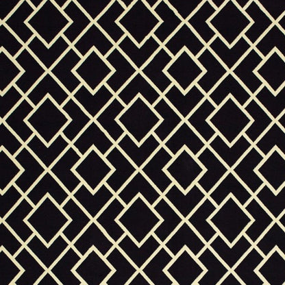 3' X 6' Black Ivory Machine Woven Geometric Diamonds Indoor Area Rug