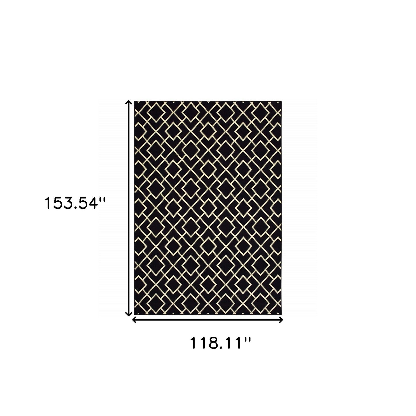 3' X 6' Black Ivory Machine Woven Geometric Diamonds Indoor Area Rug