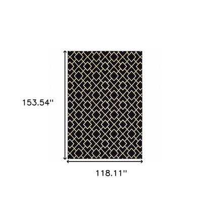 3' X 6' Black Ivory Machine Woven Geometric Diamonds Indoor Area Rug