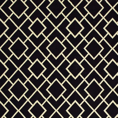 3' X 6' Black Ivory Machine Woven Geometric Diamonds Indoor Area Rug