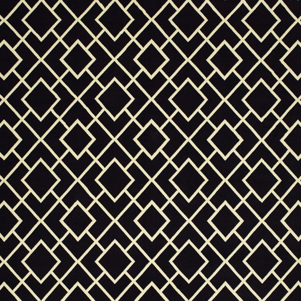 3' X 6' Black Ivory Machine Woven Geometric Diamonds Indoor Area Rug