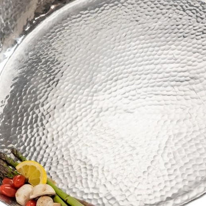 Round Silver Hammered Tray