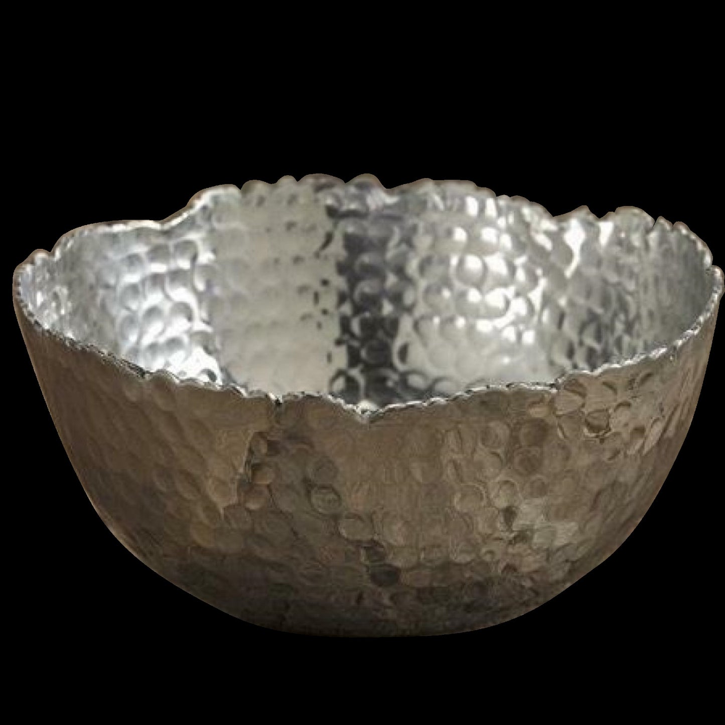 Silver Steel Modern Hammered Cut Bowl