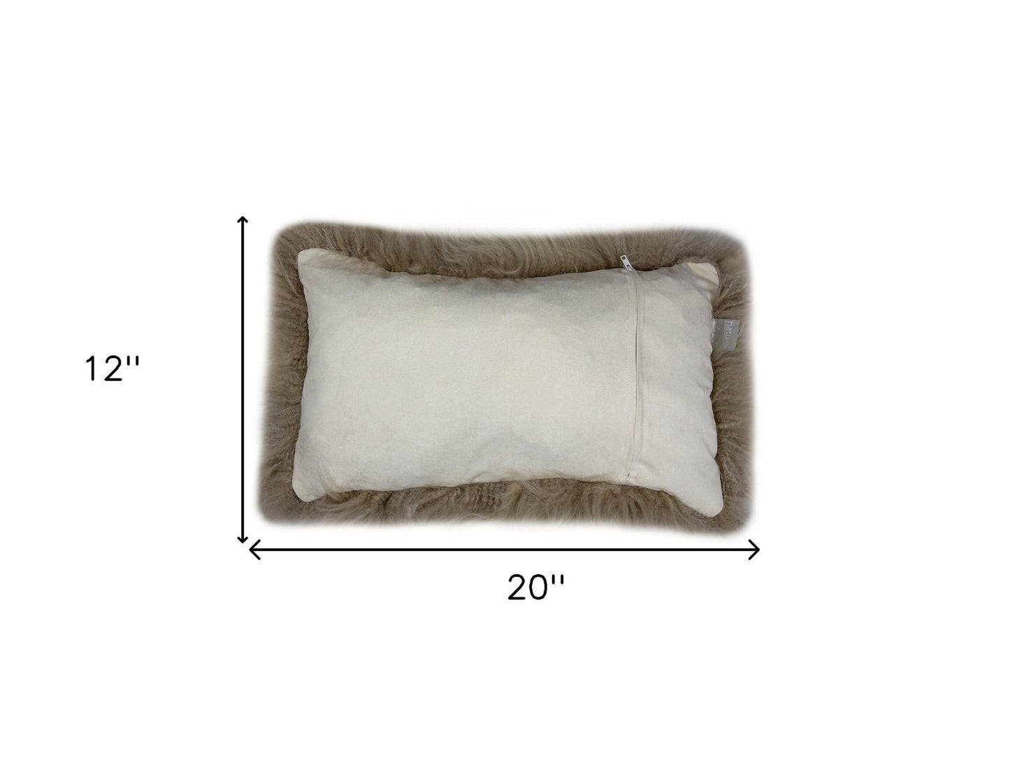 Set Of Two  Taupe Natural Sheepskin Lumbar Pillows
