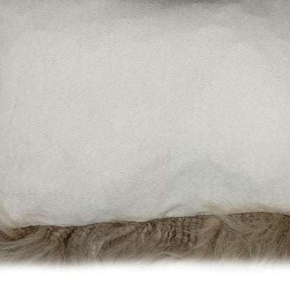 Set Of Two  Taupe Natural Sheepskin Lumbar Pillows