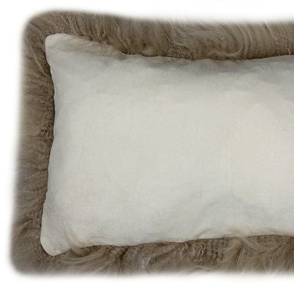 Set Of Two  Taupe Natural Sheepskin Lumbar Pillows