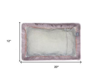 Set Of Two Blush Natural Sheepskin Lumbar Pillows