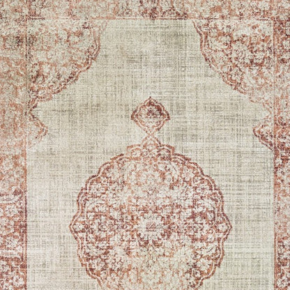2’X8’ Ivory And Pink Medallion Runner Rug