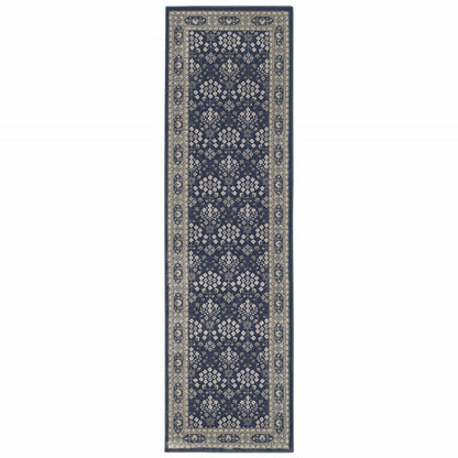 5’X8’ Navy And Gray Floral Ditsy Area Rug