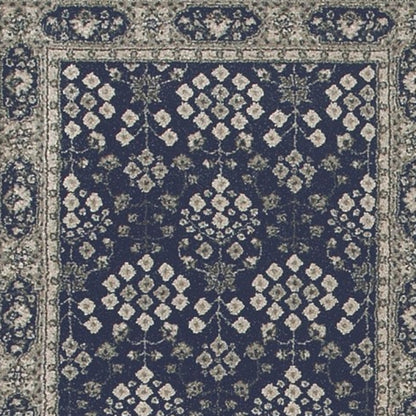 5’X8’ Navy And Gray Floral Ditsy Area Rug
