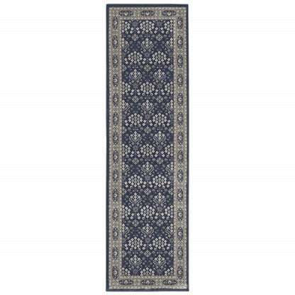 5’X8’ Navy And Gray Floral Ditsy Area Rug