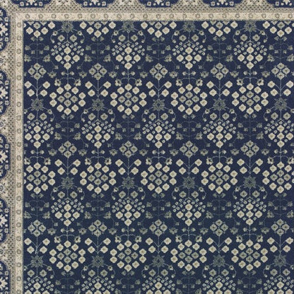 5’X8’ Navy And Gray Floral Ditsy Area Rug