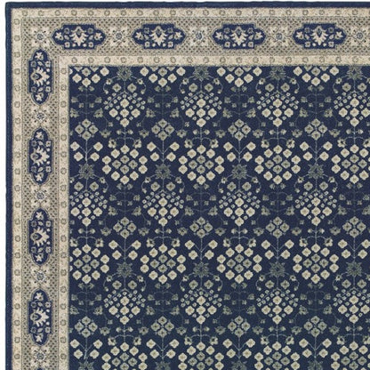 5’X8’ Navy And Gray Floral Ditsy Area Rug