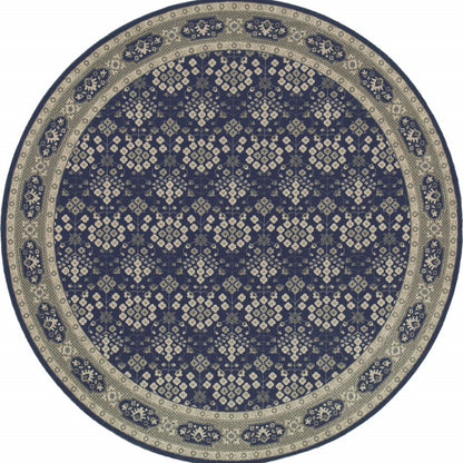 5’X8’ Navy And Gray Floral Ditsy Area Rug