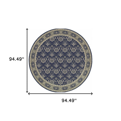 5’X8’ Navy And Gray Floral Ditsy Area Rug