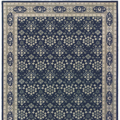 5’X8’ Navy And Gray Floral Ditsy Area Rug