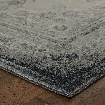 5’X8’ Ivory And Gray Pale Medallion Area Rug