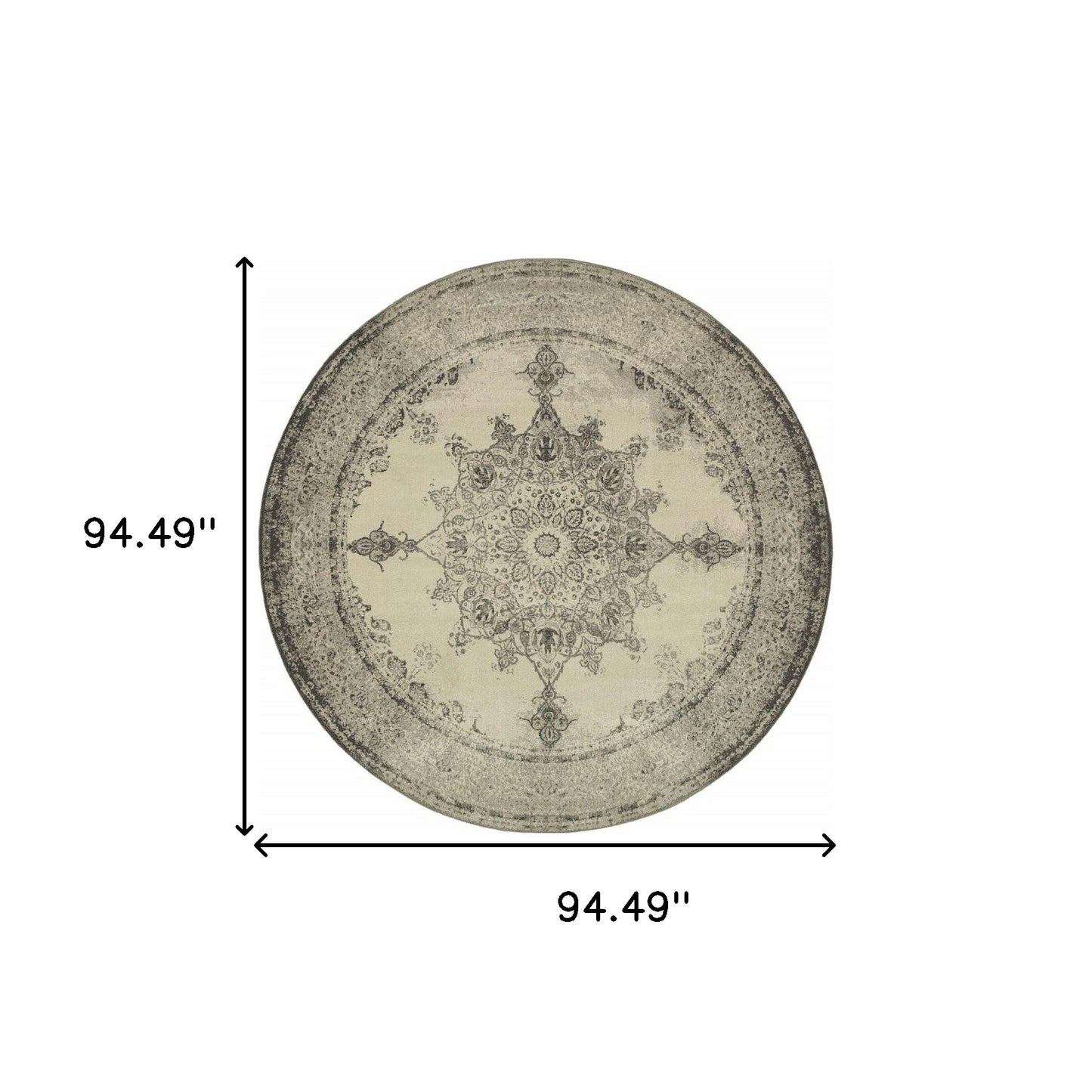 5’X8’ Ivory And Gray Pale Medallion Area Rug