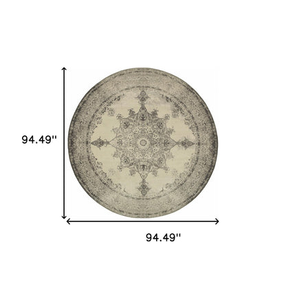 5’X8’ Ivory And Gray Pale Medallion Area Rug