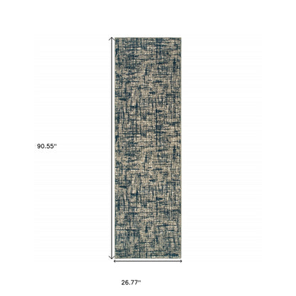 5’X8’ Gray And Navy Abstract Area Rug