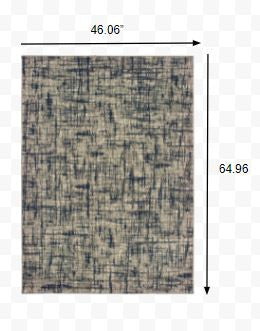 5’X8’ Gray And Navy Abstract Area Rug