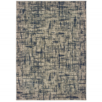 5’X8’ Gray And Navy Abstract Area Rug