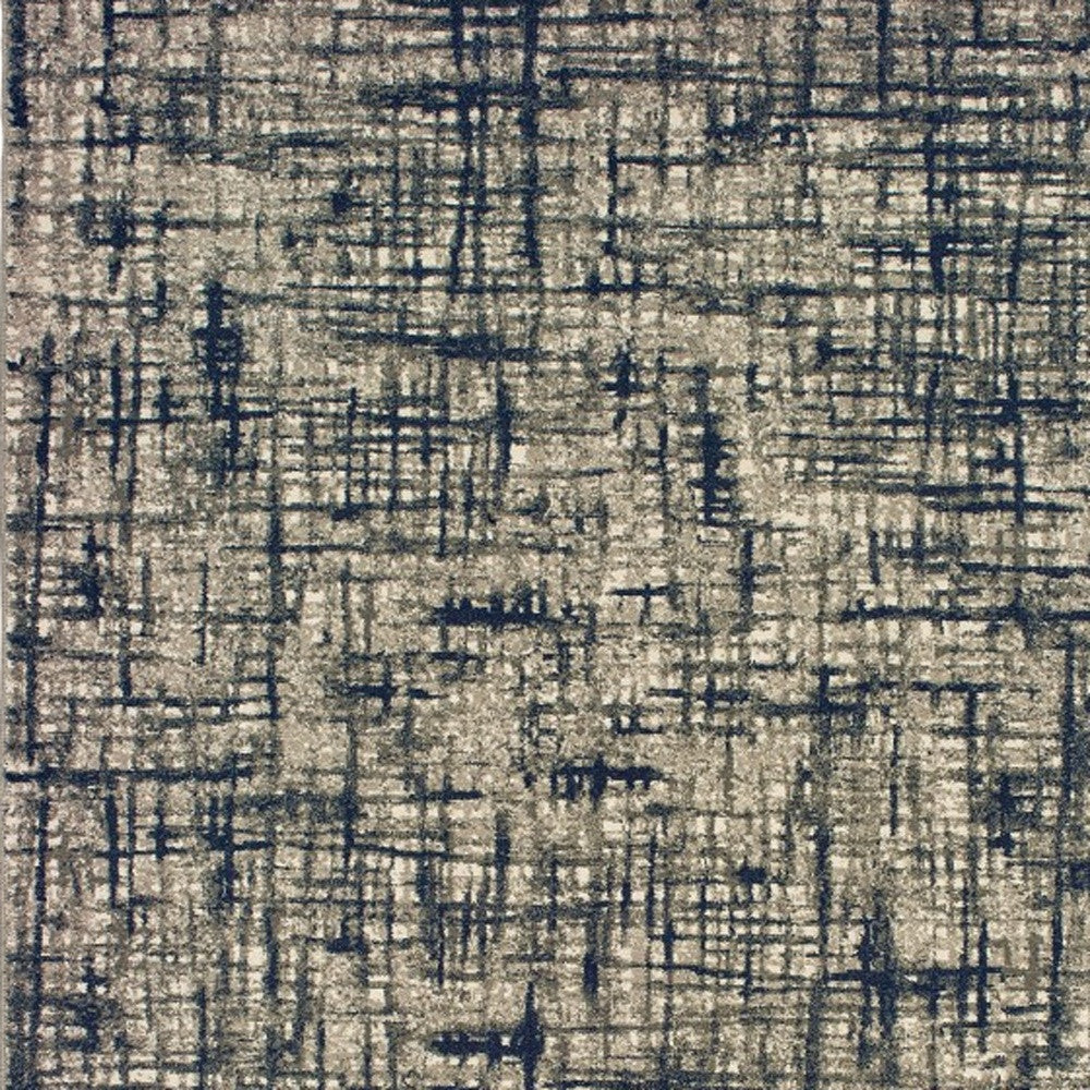 5’X8’ Gray And Navy Abstract Area Rug
