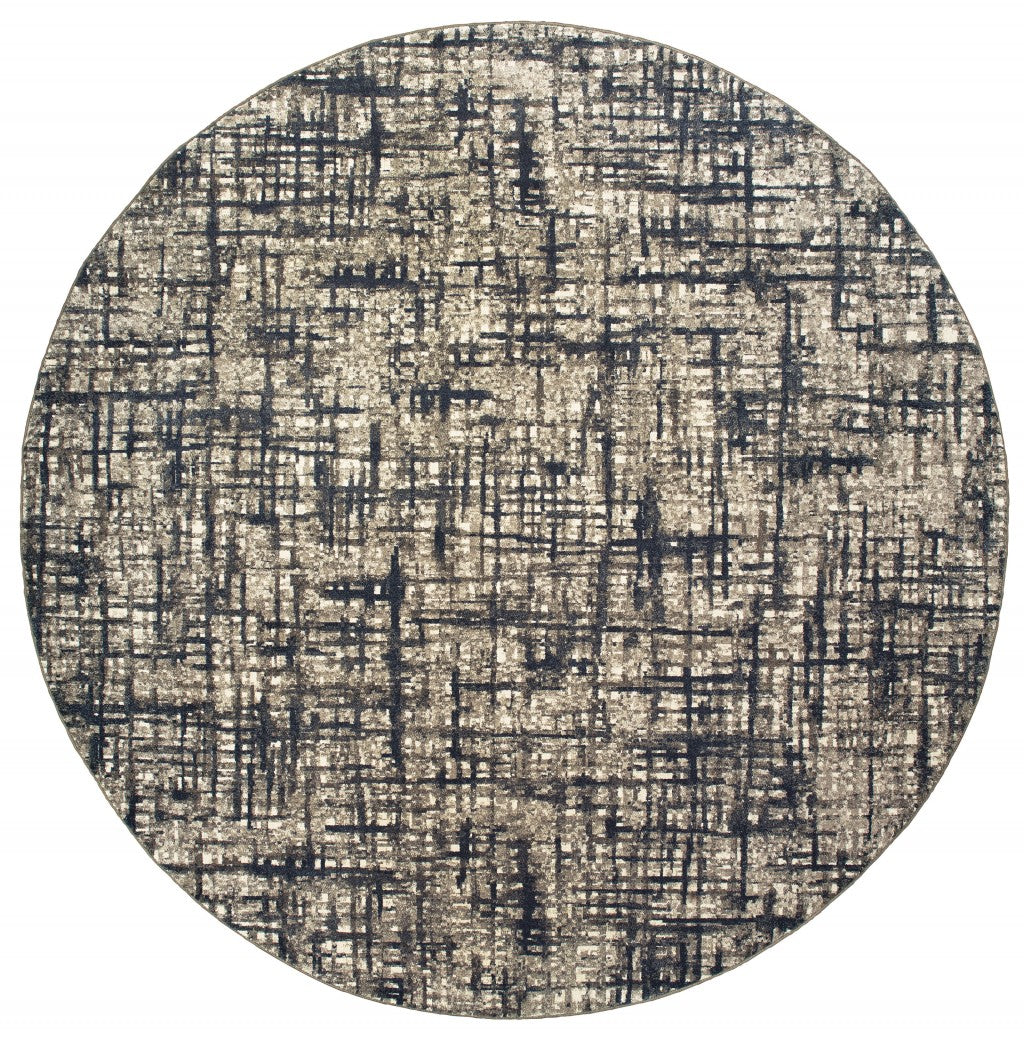 5’X8’ Gray And Navy Abstract Area Rug