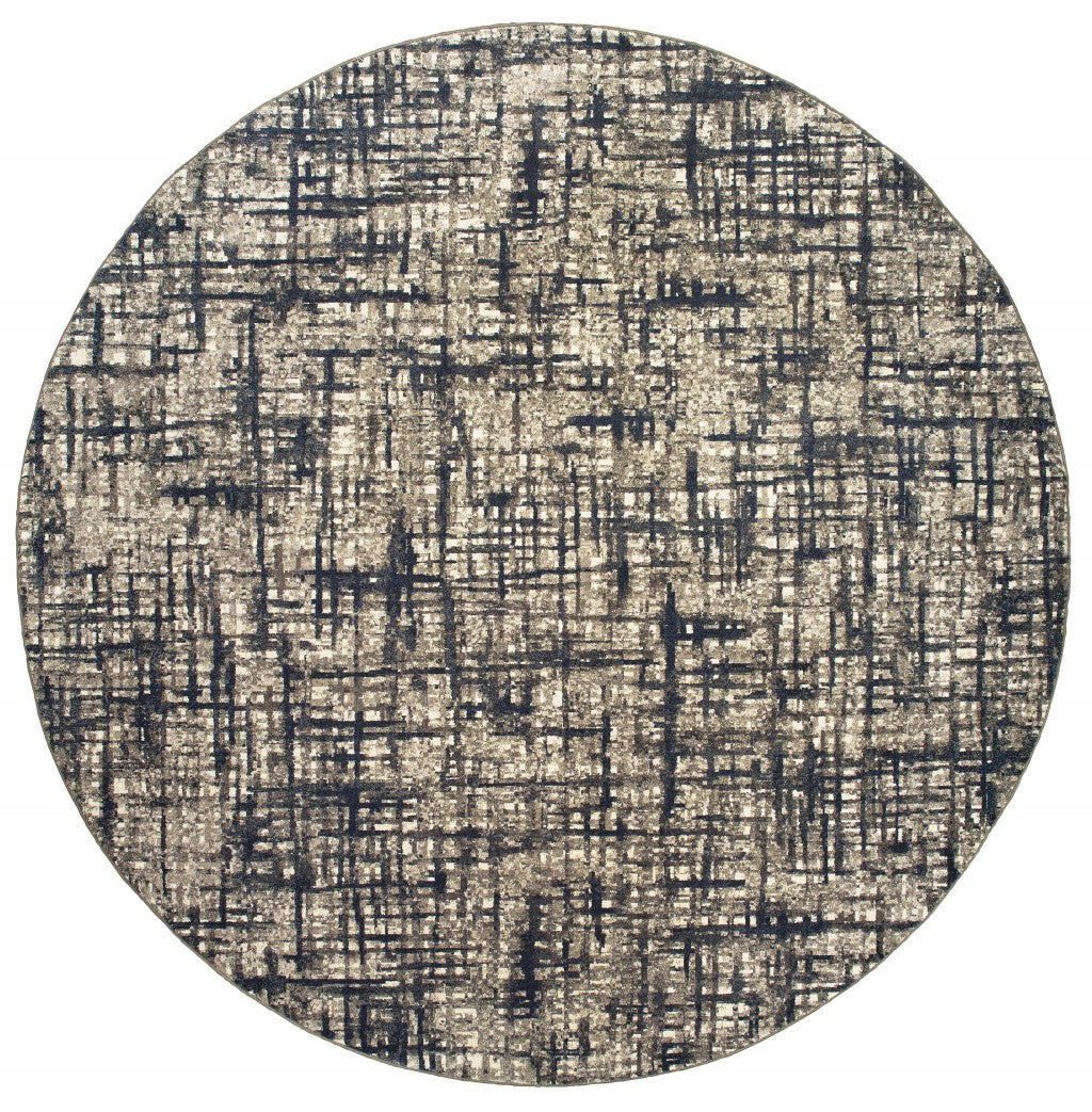 5’X8’ Gray And Navy Abstract Area Rug