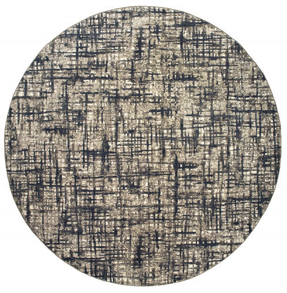 5’X8’ Gray And Navy Abstract Area Rug