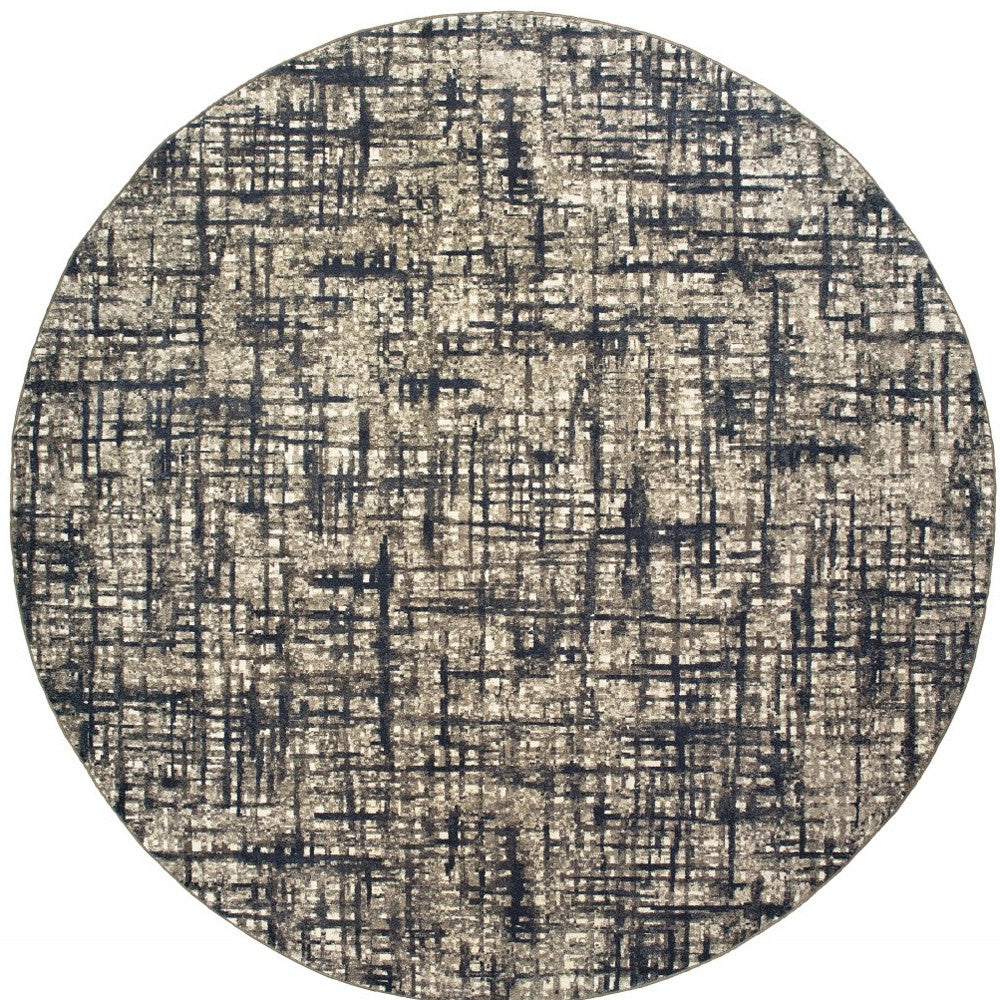 5’X8’ Gray And Navy Abstract Area Rug